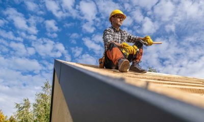 Roofing Construction Contractor Taking Short Break