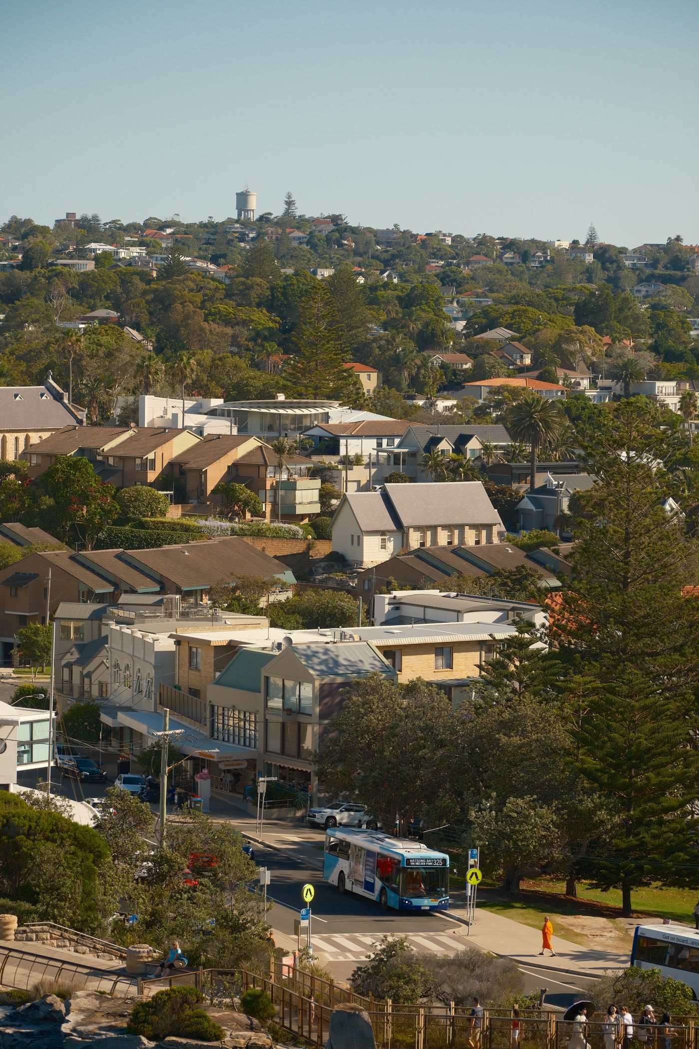 Aerial view of a busy neighborhood