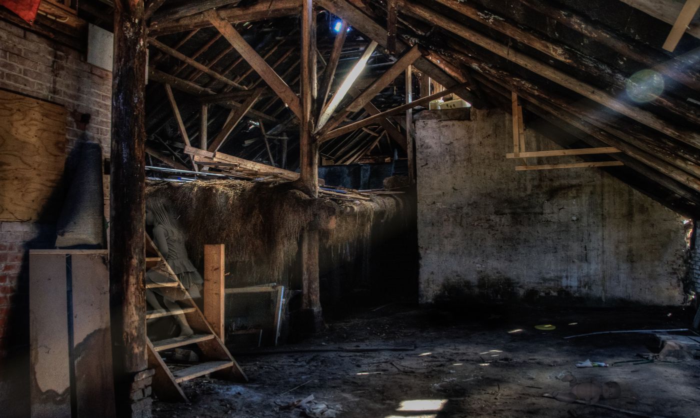 Attic space under an old roof