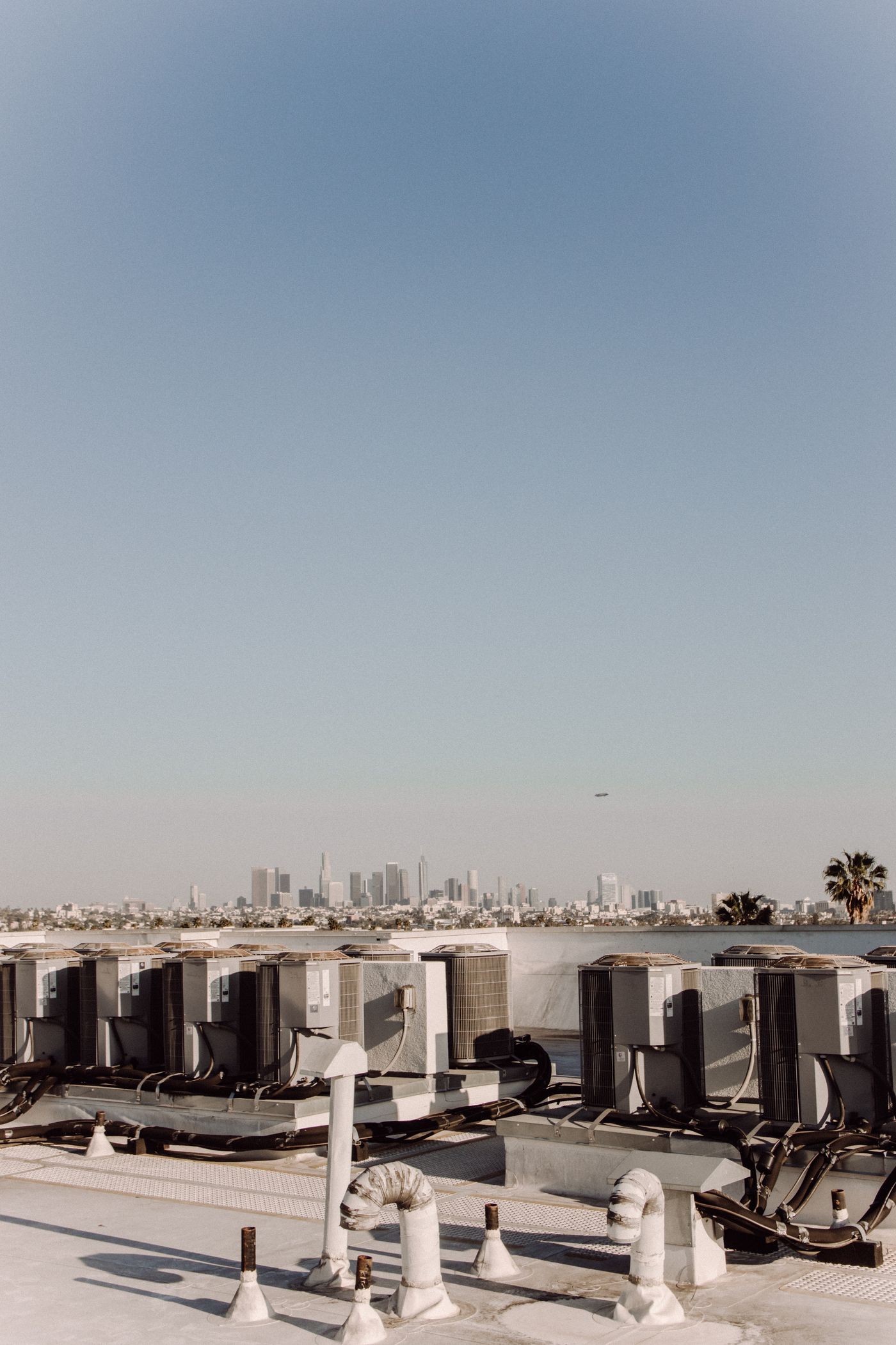 Flat commercial rooftop with HVAC units
