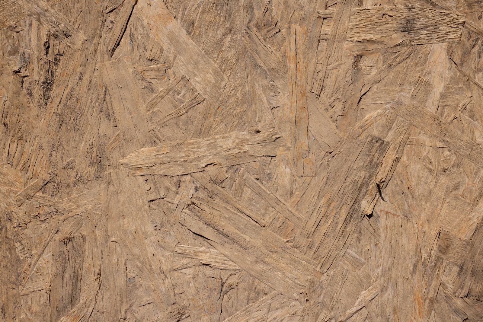 Close-up of OSB roof decking material