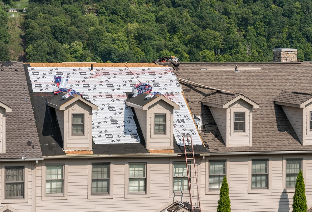 Townhouse roof stripped and ready for a new roof